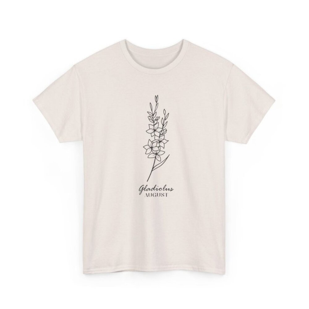 August Birth Flower Shirt, Minimalist Gladiolus Tee, Summer Birthday Gift